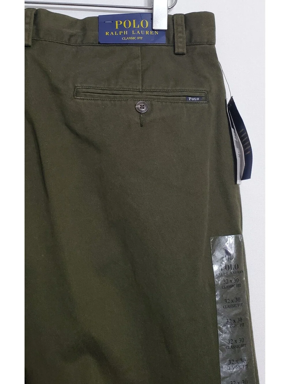 NWT Polo Ralph Lauren 32x30 classic fit straight pants flat front dark green